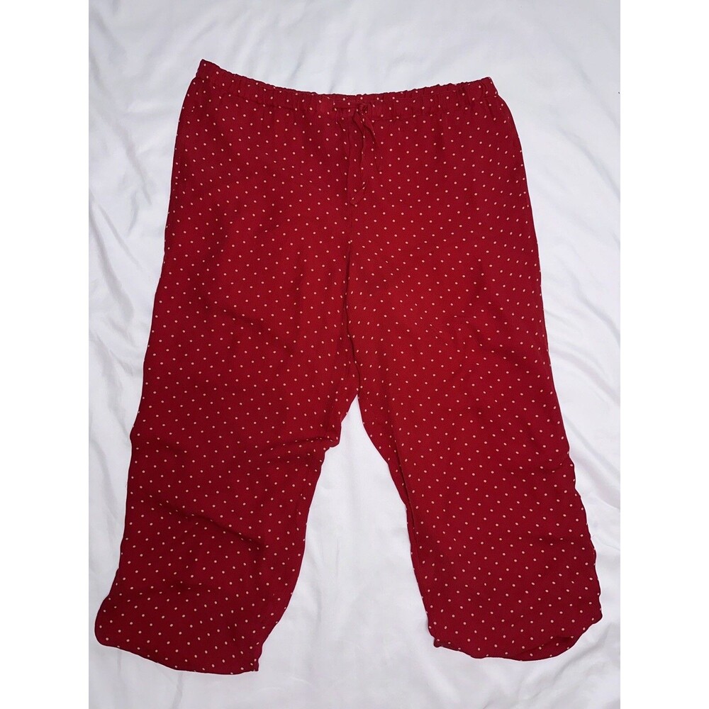 Vintage LAUREN RALPH LAUREN Pants Lined 100% Silk Red And Beige Polka-Dots